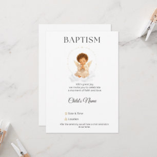 Convite Baptism Invitation with Angel Personalized