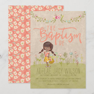 CONVITE BAPTISM LDS   Doce Vintage Floral Girl