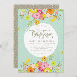 CONVITE BAPTISM LDS | Modern Bright Floral Girl