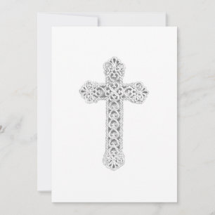 Convite Baptism Ornamentado Cross