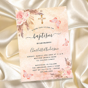 Convite Baptism pampas borboleta borboleta luxo floral