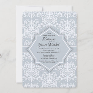 Convite Baptism para cinzas Damask