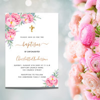 Baptism pink florals rose gold girl luxury