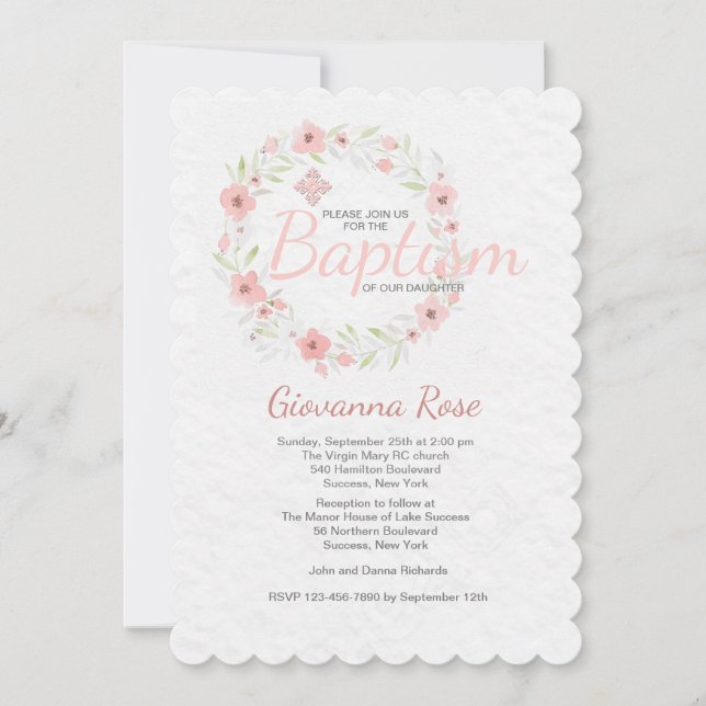 Convite Baptism Wreath (Frente)