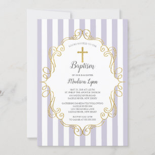 Convite Baptismo das meninas do quadro da lavanda & do