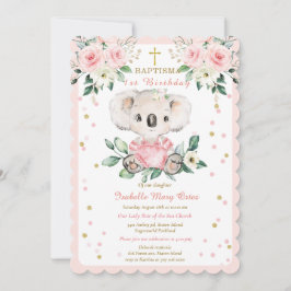 Convite Baptismo e Primeiro Aniversário Personalizado de C