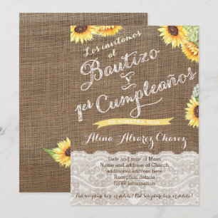 Convite Baptismo espanhol & primeiro aniversário para o