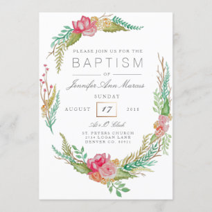 Convite Baptismo floral da aguarela   do primavera