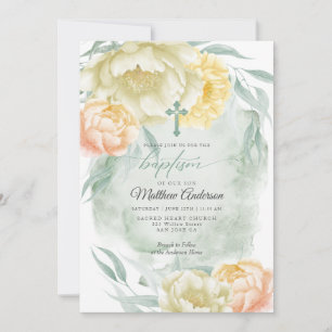 Convite BAPTISMO - Marinha Rústica Lemon Amarelo
