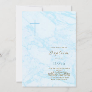 Convite baptismo mármore azul pastel