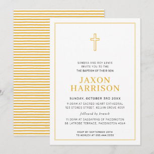 Convite BAPTISMO - Mínimo Cruzamento Simples Amarelo