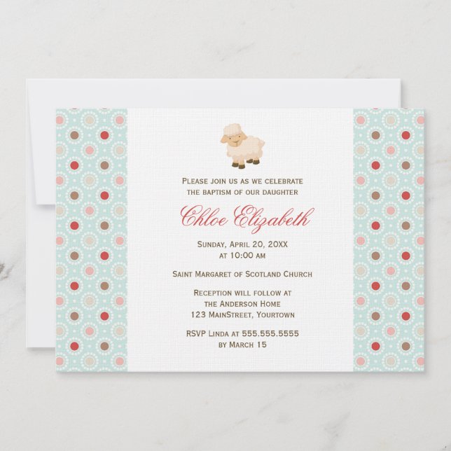 Convite Baptismo pequeno do cordeiro (Frente)