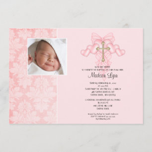 Convite Baptismo transversal Inviation da foto do bebé