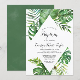Convite Baptismo tropical selvagem da palma