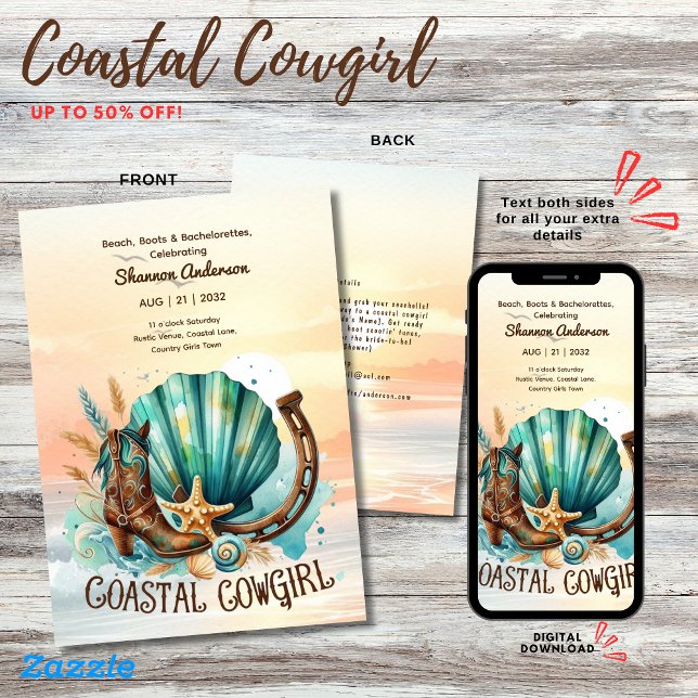 Convite ⭐ Baquelorette Rustic Beach Bachelorette Bridal (Criador carregado)
