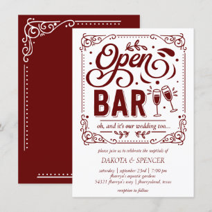 Convite Bar Aberto (e Casamento)   Micro Vermelho e Branco
