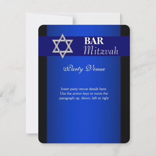 Convite Bar azul mitzvah insere fundo azul (Frente)