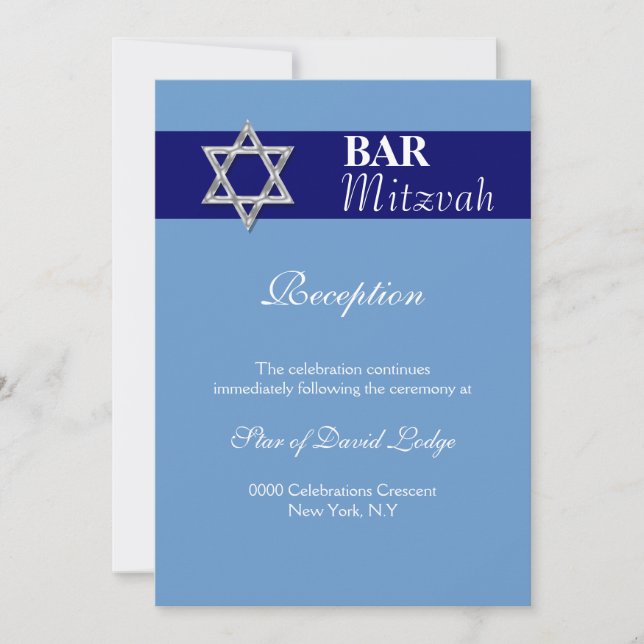 Convite bar azul mitzvah| RECEPÇÃO (Frente)