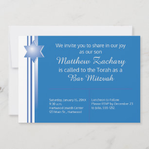 Convite Bar Azul Moderno Mitzvah