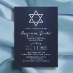 Convite Bar Bat Mitzvah Marinho Moderno Estrela Azul de Da<br><div class="desc">Bar Bat Mitzvah,  Marinho moderno,  Estrela Azul de David Invisions.</div>