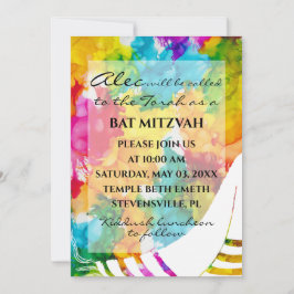 Convite BAR BM Bat Mitzvah Splash of Color Tallit