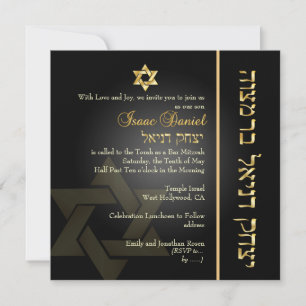 Convite Bar Clássico PixDezines Mitzvah/gold+black