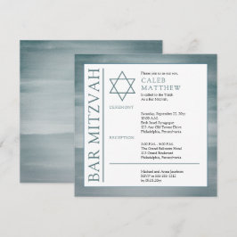 Convite Bar de Aquarela Azul Mitzvah