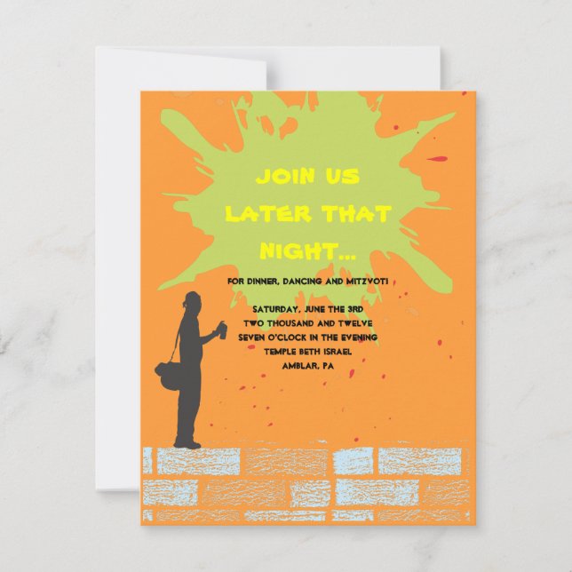 Convite Bar De Artista Do Grafite Bat Mitzvah Convidou A F (Frente)