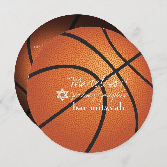 Convite Bar de basquete PixDezines ✡ Mitzvah (Frente/Verso)