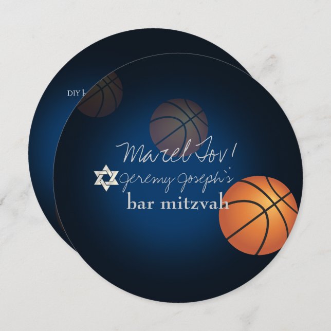 Convite Bar de Basquete PixDezines Mitzvah/cor de cor (Frente/Verso)