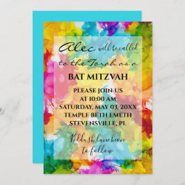 Convite Bar de Bat Mitzvah Splash of Color Invitation