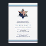 Convite Bar de brilho Mitzvah da estrela<br><div class="desc">Design listrado moderno de Mitzvah do bar por Shelby Allison. Personalize estes convida com seus texto e foto.</div>