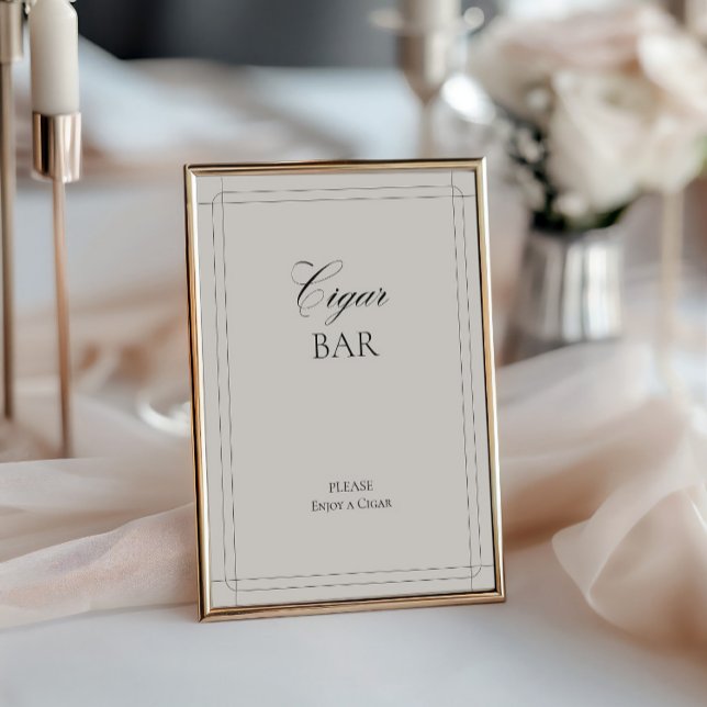 Convite Bar de Charuto - Sinal de Cinza Luz (Cigar Bar Vintage Light Gray Sign)
