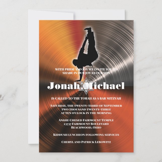 Convite Bar de Dançarino de Dança de Salto de Anca Laranja (Frente)