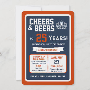 Convite Bar de Esportes Aniversário: Cheers e Cervejas pel