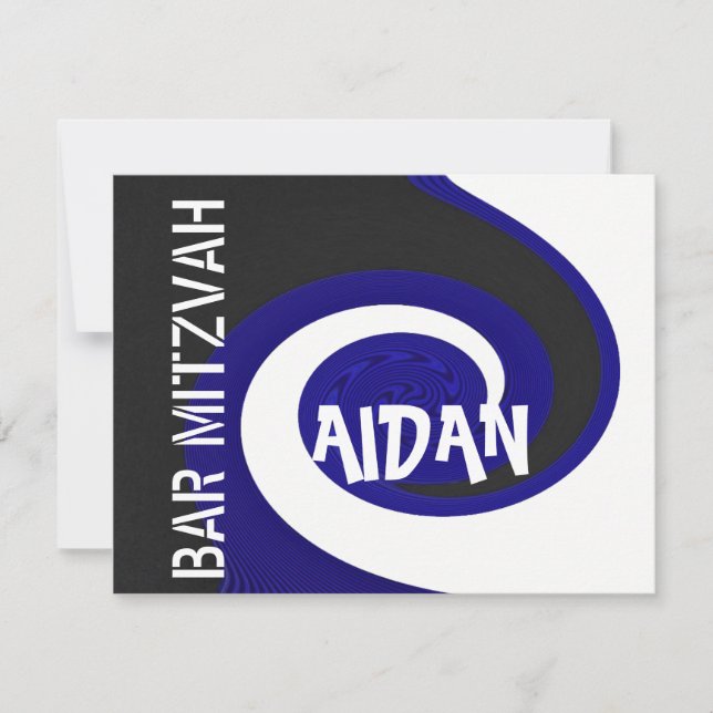 Convite Bar de onda azul Mitzvah (Frente)