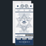 Convite Bar de Prata Azul Mitzvah para o Bilhete de Futebo<br><div class="desc">Cinza de prata e Bilhete Azul de Futebol Marinho com a Estrela de David para o seu Bar Mitzvah Convite. Dois capacetes de futebol para as suas iniciais e estrela central de David de cor azul esmaecida. Se você precisar de uma combinação de cores diferente ou qualquer outra alteração de...</div>
