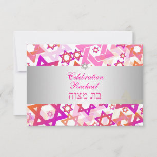 Convite bar de recepção PixDezines mitzvah/rosa/prata