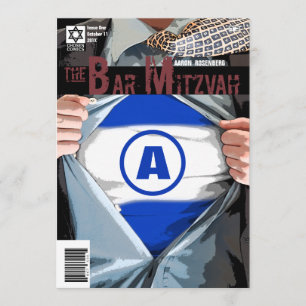 Convite Bar de Romance Gráfico Mitzvah com Aposta Ei