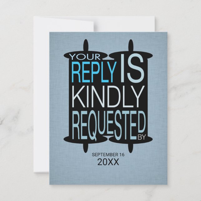 Convite Bar de Torah Moderna Mitzvah Responde Cinza RSVP A (Frente)