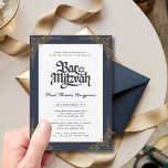 Convite Bar elegante MITZVAH Quality Marinho Dourado Moder<br><div class="desc">Este Convite Mitzvah,  Bar moderno,  pode ser límpido ou fosco,  retângulo ou arco com a forma desejada para atender às suas necessidades. Você pode alterar a cor do texto em ferramentas de design. Também disponível em plástico acrílico transparente. Exibir a coleção para exibir todas as opções.</div>