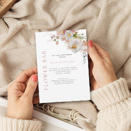 Convite Bar Flor Rosa Elegante Chá de panela Floral