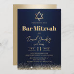 Convite Bar judeu Mitzvah Marinho moderno azul e Dourado<br><div class="desc">Bar Mitzvah Star de David Modern Marinho Blue & Dourado Convites Judaicos.</div>