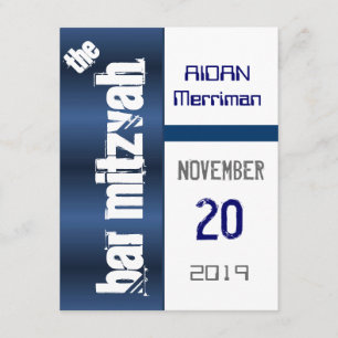 Convite Bar metálico azul Mitzvah