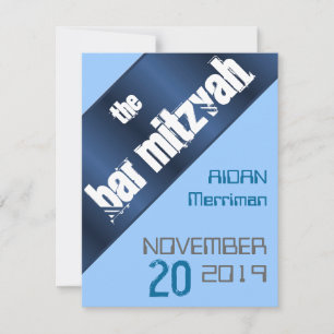 Convite Bar metálico azul Mitzvah