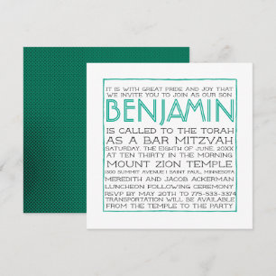 Convite Bar Mitzvah - 2018 Pantone Arcadia