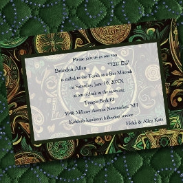 Convite Bar Mitzvah Abstract Design Verde