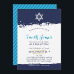 Convite BAR MITZVAH adolescente legal moderno pincel azul<br><div class="desc">pelo kat massard >> kat@simplysweetPAPERIE.com <<< - - - - - - - - - - - - - - - - - - - - - - - - - - - - - - - - - - - - - - - - - - - - -...</div>