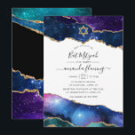 Convite Bar Mitzvah Ágata Galáxia<br><div class="desc">Convite de bar mitzvah com pedra de ágata glitter falsa da galáxia com tipografia elegante e caligrafia personalizável para os detalhes do seu evento.</div>