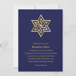 Convite Bar Mitzvah alguma cor com estrela de David